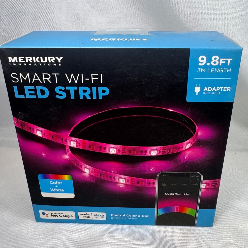 Merkury Innovations Smart‎ Wi-Fi LED Strip 9.8ft RGB Color White MI-EW010-999WW